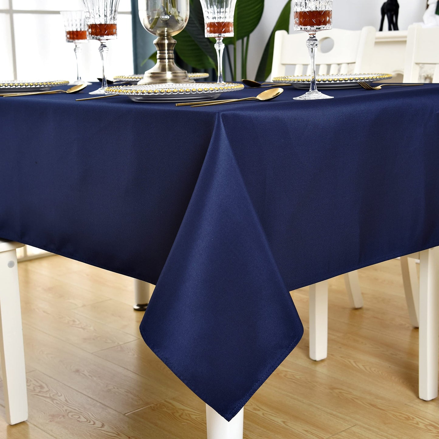KAIPHO Navy Blue Rectangle Tablecloth Waterproof Stain Resistant Wrinkle Free Table Cloth 210GSM Polyester Wipeable Table Cover for Party, Banquet, Indoor & Outdoor- Rectangular/Oblong, 54 x 78 inch