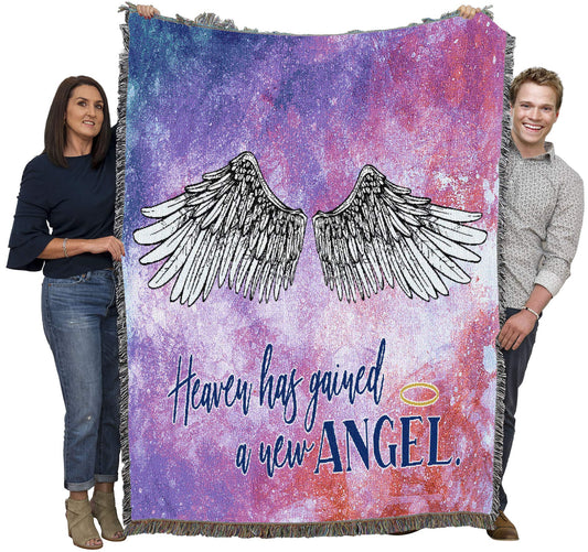 Pure Country Weavers Heaven Has Gained A New Angel Blanket - Sympathy Bereavement Gift Tapestry Throw Woven from Cotton - Made in the USA (72x54)