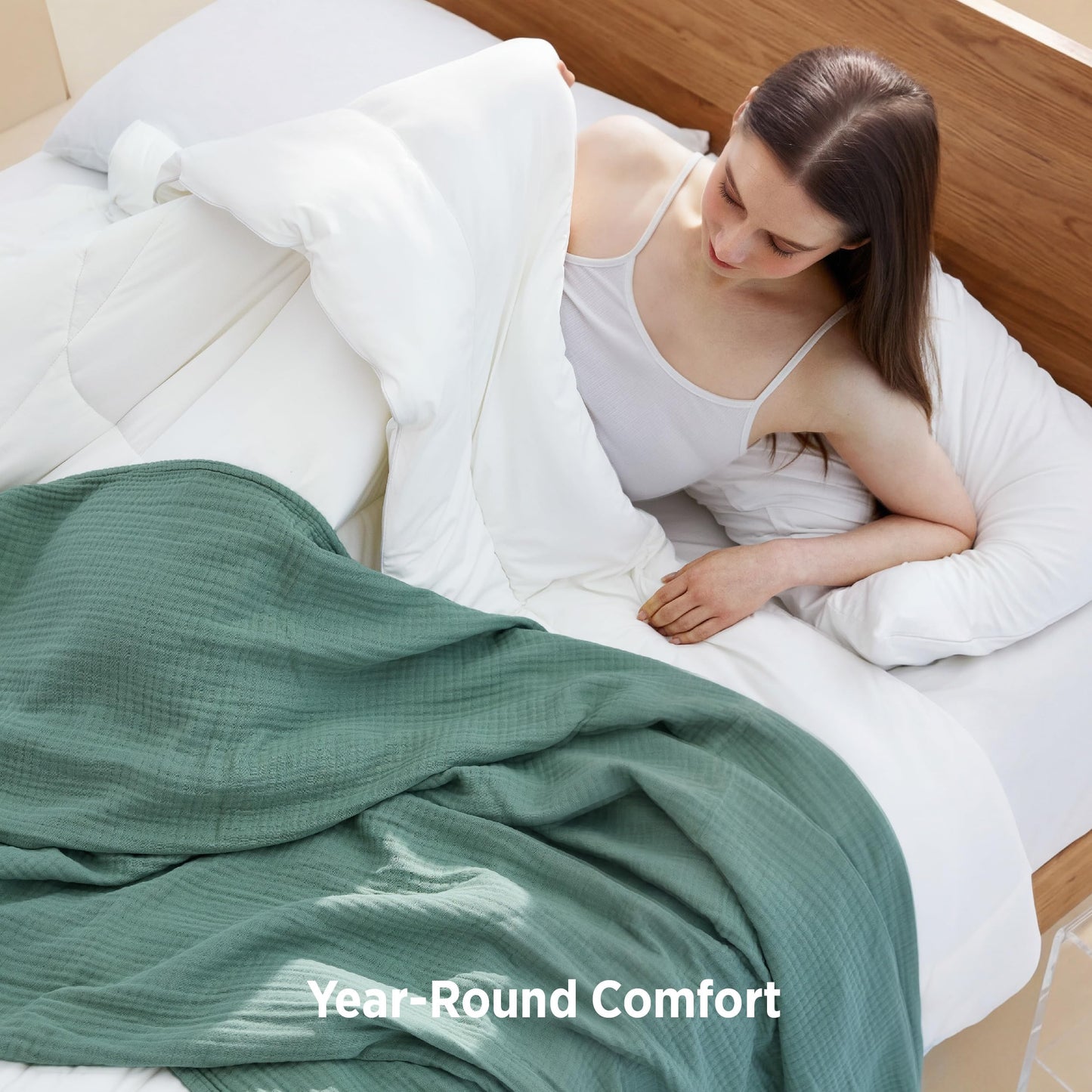 Bedsure Cooling Comforter King Size - Cooling Blankets for Hot Sleepers, Lightweight Comforter for Summer with Dual-Sided Cool Tech, Soft Breathable Cold Blanket for Sleeping, White, 102x90 Inches