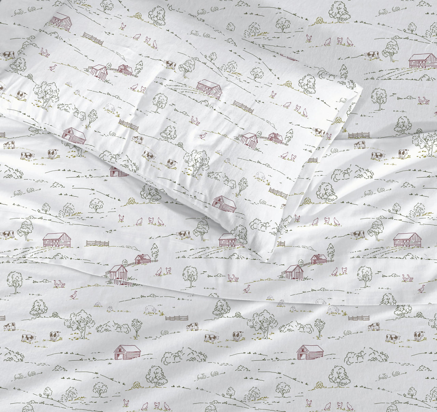 RUVANTI Flannel Sheets Queen Size - 100% Cotton Double Brushed Bed Sheets, Deep Pockets 16 Inches Queen Sheet Set, All Seasons Breathable & Extra Soft - Warm & Cozy, 4 Piece, Rustic Homestead