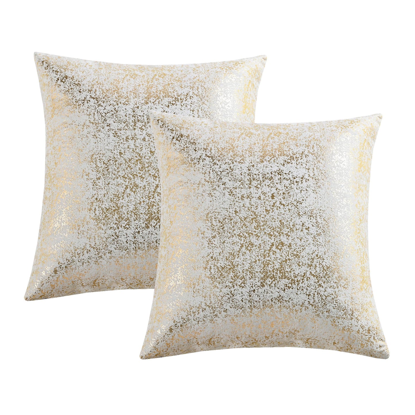 JELLYMONI Sparkling Decorative Pillow Covers Set of 2, Gold Glitter Throw Pillows Cover 18 x 18 Inch for Living Room Bed Sofa Couch, Morden Home Luxury Decor(18x18in,Gold White)