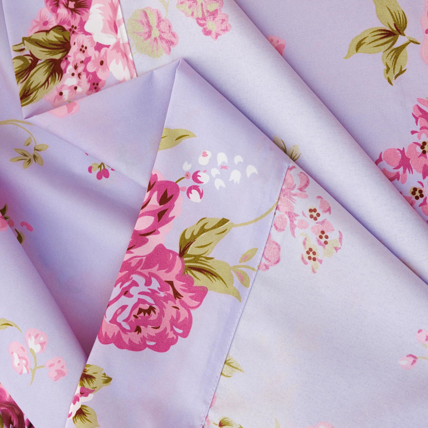 Spirit Linen home 6-Piece King Size Bed Sheet Set - Deep Pocket, Floral Pattern, Soft and Breathable Bed Sheets, Microfiber Material, Includes 1 Fitted, 1 Flat, 4 Pillowcases - Pink/Lavender Floral