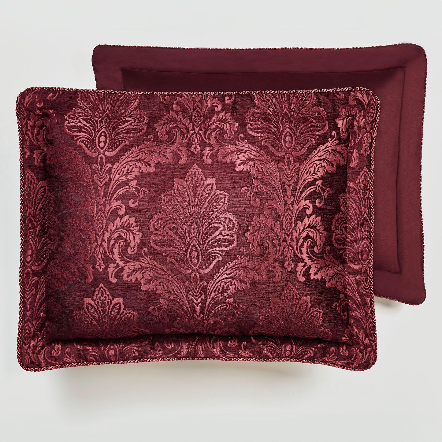 Touch of Class Camelot Luxury Bedding | Robust Burgundy | Matte Satin Damask on Richly Textured Jacquard-Woven Chenille | Designed 3 Piece Set Includes Cal King Quilted Bedspread & 2 King Shams
