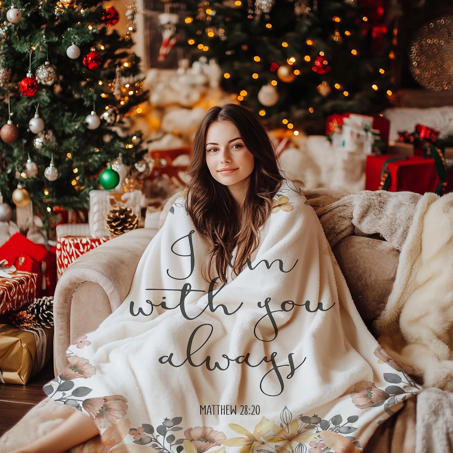 Bible Verse - I Am with You Always Fleece Throw Blanket Lightweight Super Soft Flannel Bed Blanket Perfect Home Decor for Couch Chair Sofa Living Room 50"X40" Small