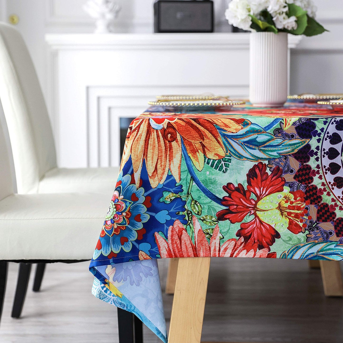 HMS Happy Memories Tablecloth, Original Design Hand Drawing Art Print Table Cloth, Washable Water Resistance Microfiber Decorative Rectangle Table Cover(Tape 8 60"x102")