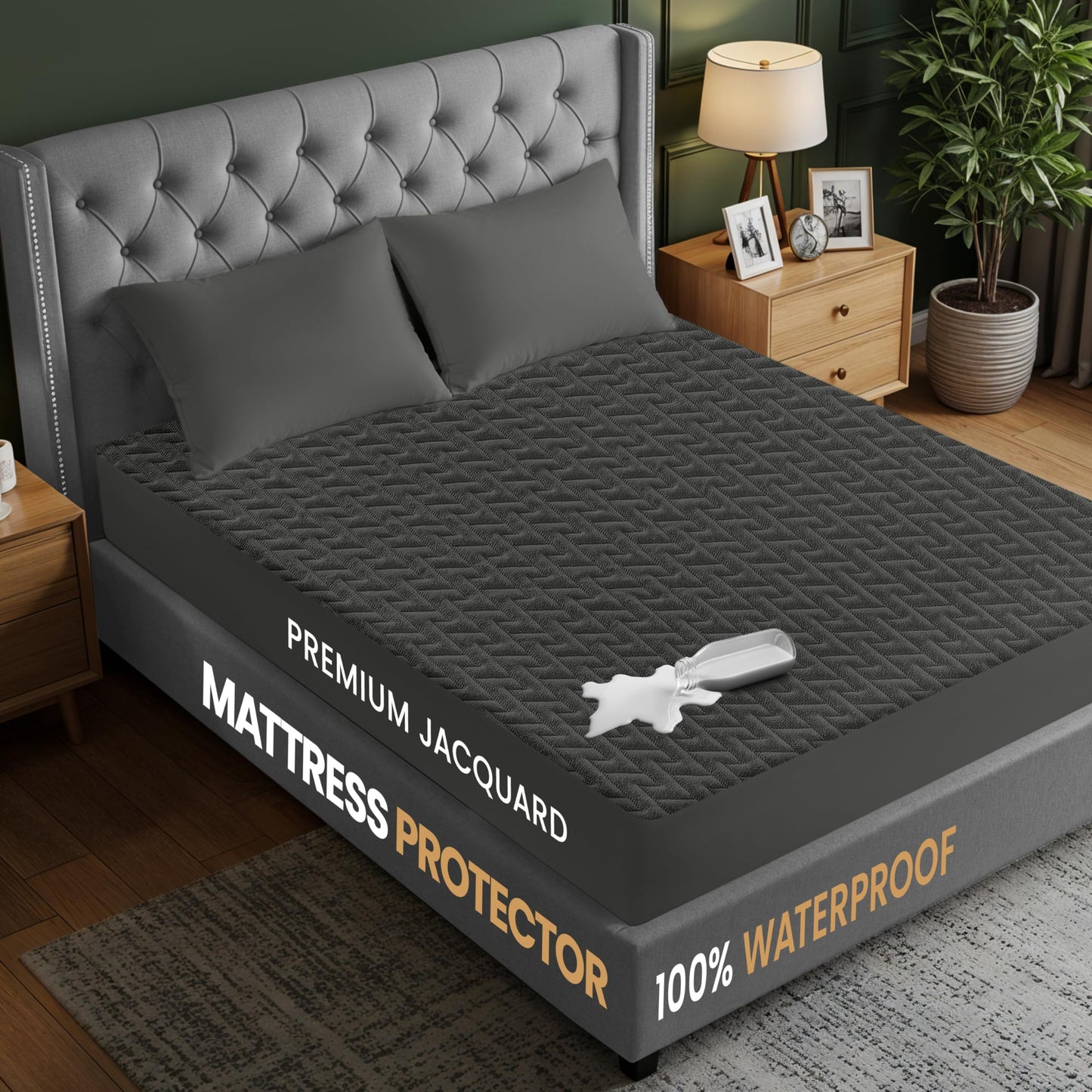 Utopia Bedding Waterproof Mattress Protector Queen Size (Gray), Premium 3D Air Soft Fabric Mattress Cover, Fits 17 Inches Deep, Breathable, Fitted Style with Stretchable Pockets