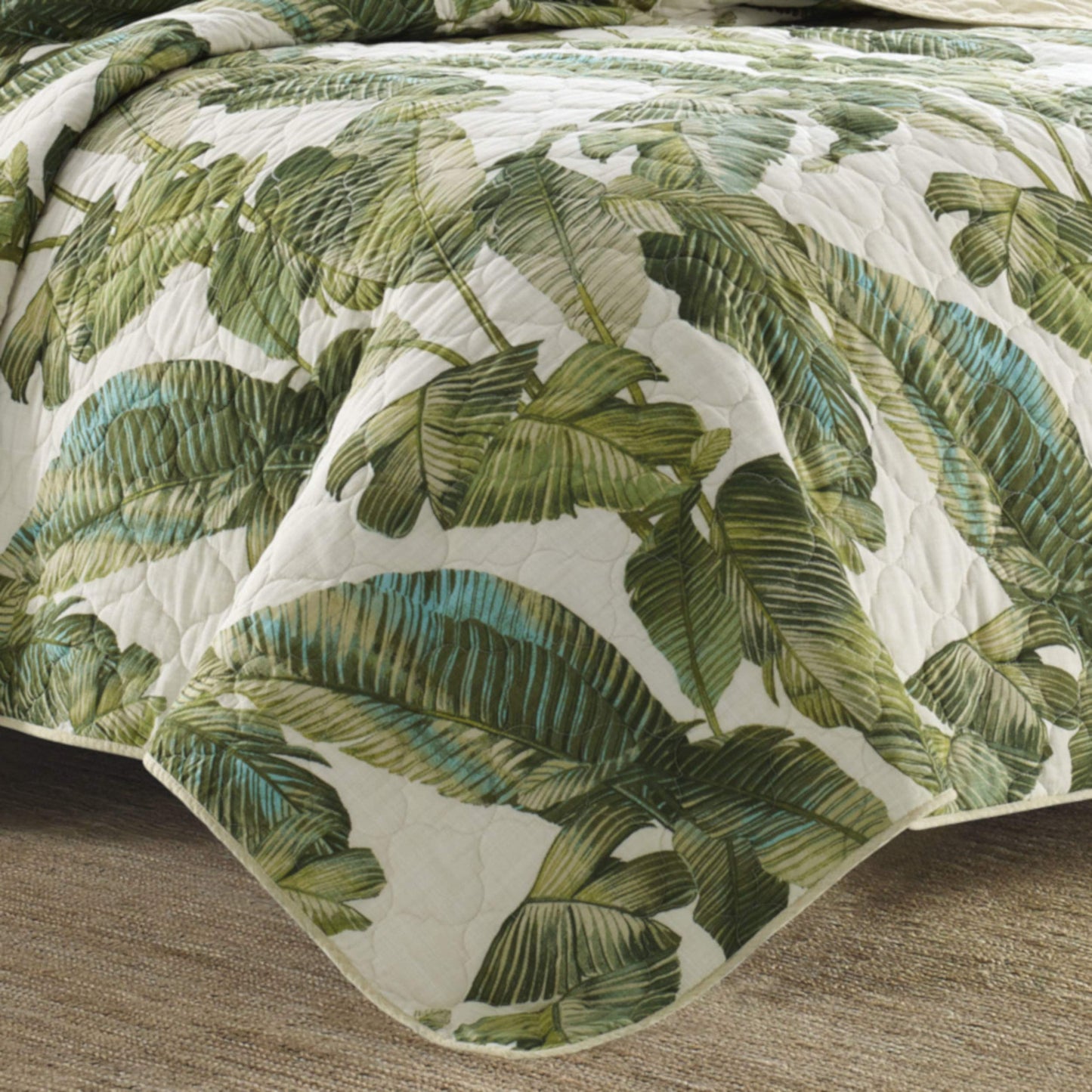 Tommy Bahama - Queen Quilt Set, Reversible Cotton Bedding with Matching Shams, Soft All Season Bedspread, Coastal Bedding Set (Fiesta Palms Green, Queen)