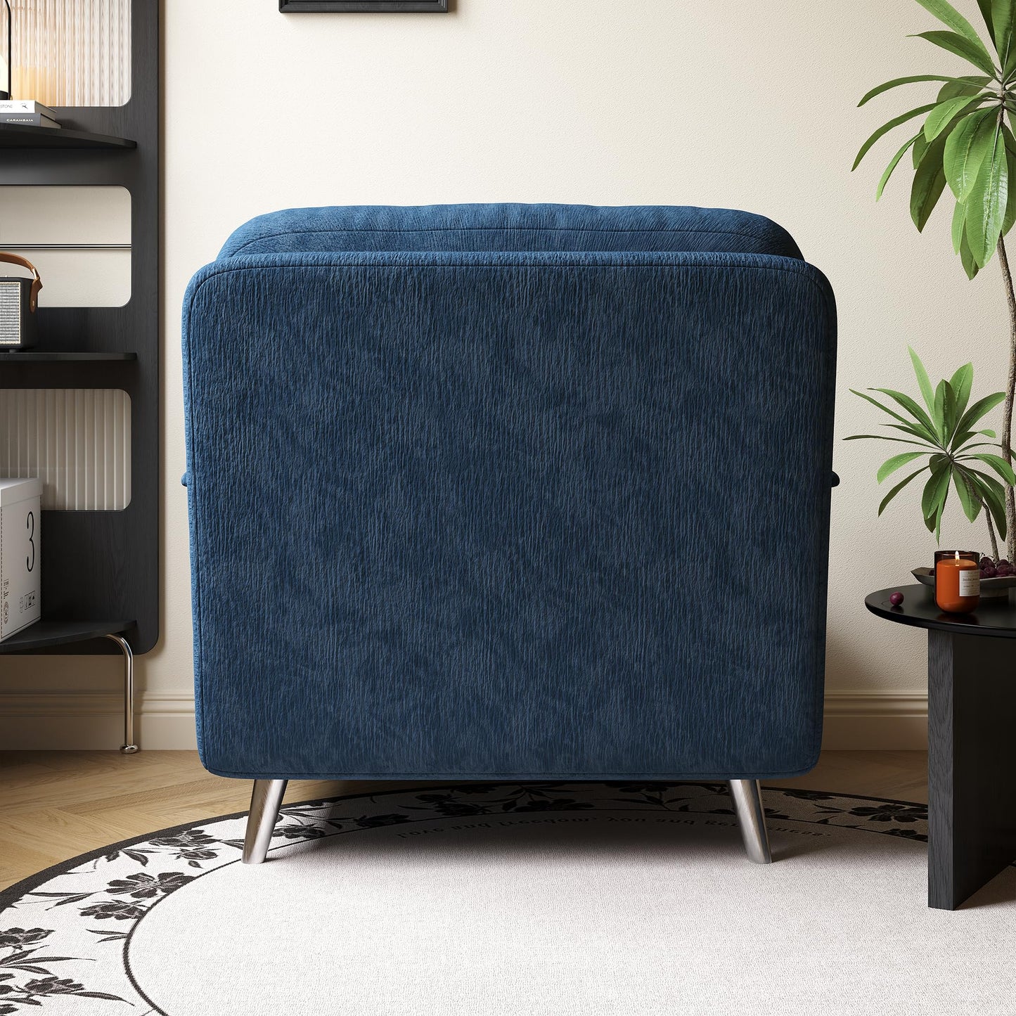 Vakdle 5-in-1 Chenille Convertible Sofa Bed with 5-Position Adjustable Backrest Sleeper Sofa Chair with Armrest Storage Pocket Mid-Century Style Sleeper Chair for Living Room