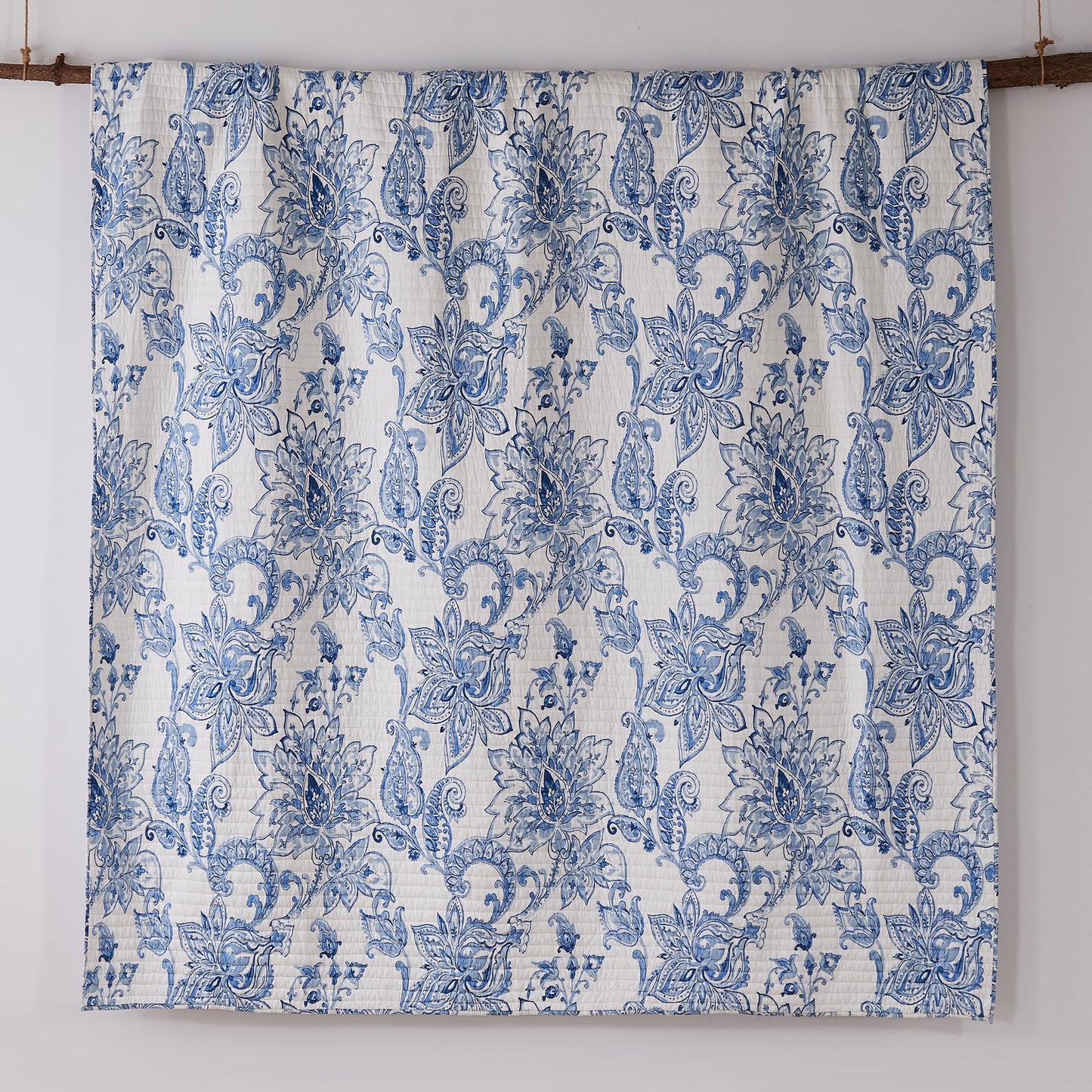 Levtex Home - Bennett Quilt Set - King/Cal King Quilt with Two King Pillow Shams - Floral Paisley - Blue and White - 106x92in and Pillow Sham Size 36x20in - Reversible - Cotton