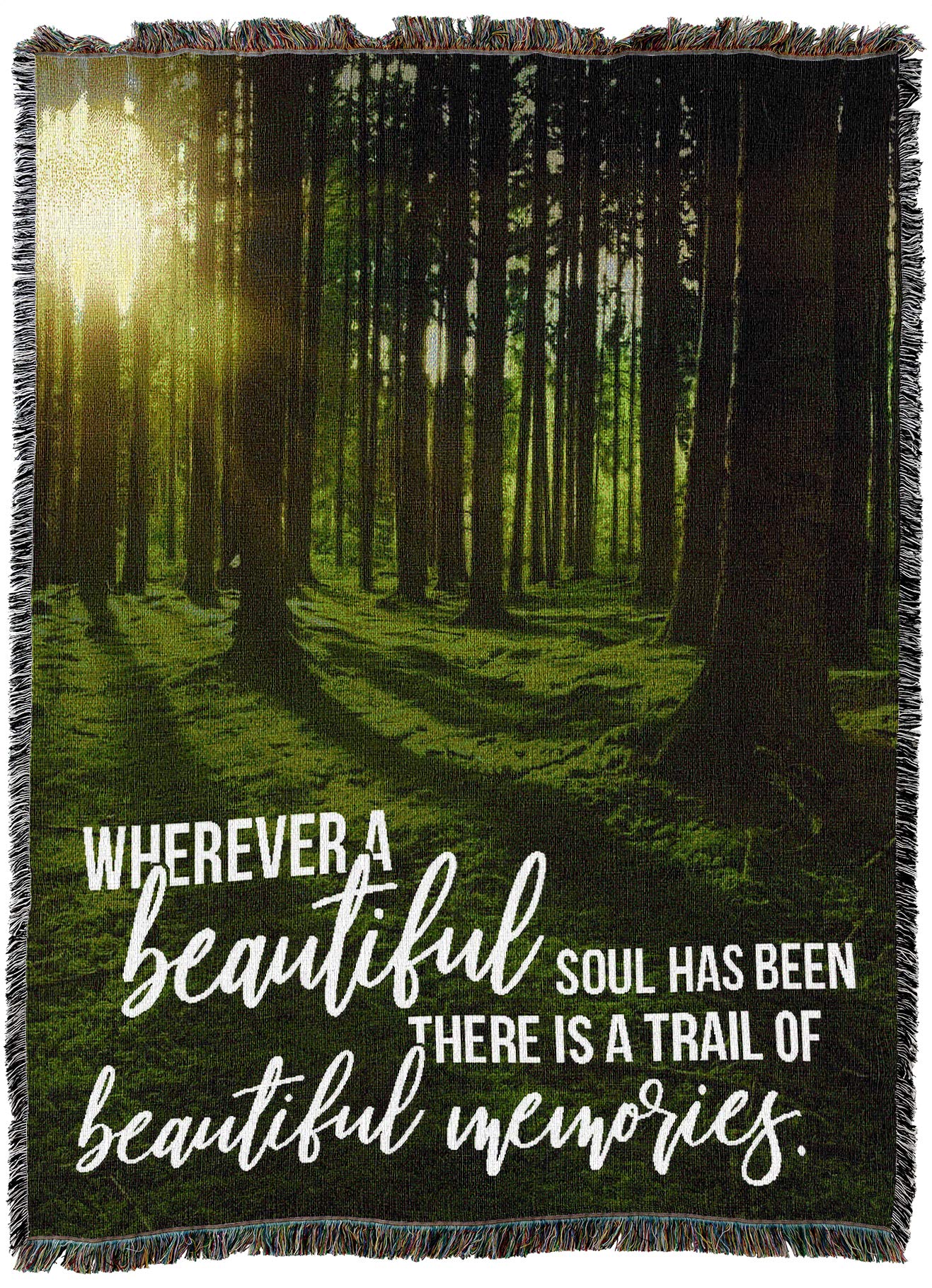 Pure Country Weavers Wherever A Beautiful Soul Has Been There is A Trail of Beautiful Memories Blanket - Sympathy Bereavement Gift Tapestry Throw Woven from Cotton - Made in the USA (72x54)