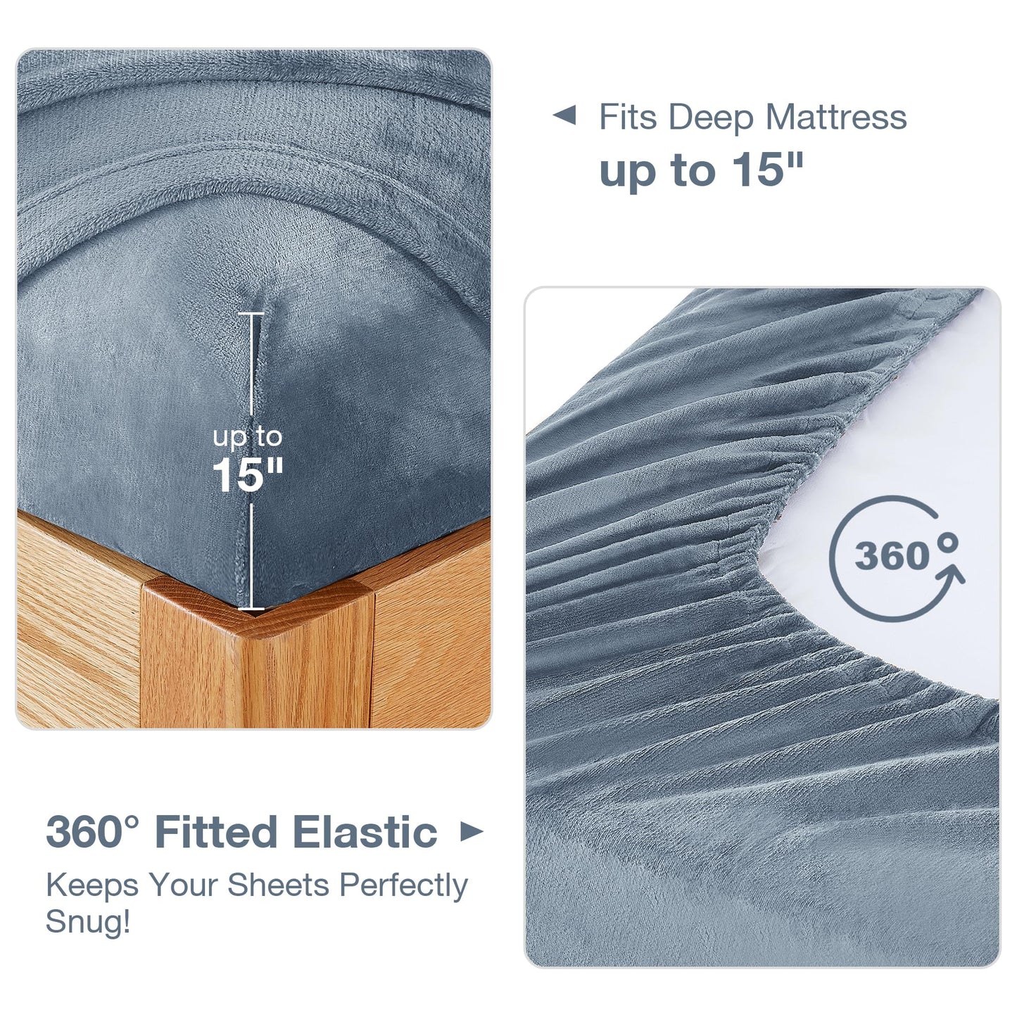 Softan Fleece Sheets Queen Size, Flannel Like Soft, Fuzzy Warm Plush Sheets, Velvet Polar Microfleece Bedding for Winter, Baby Blue