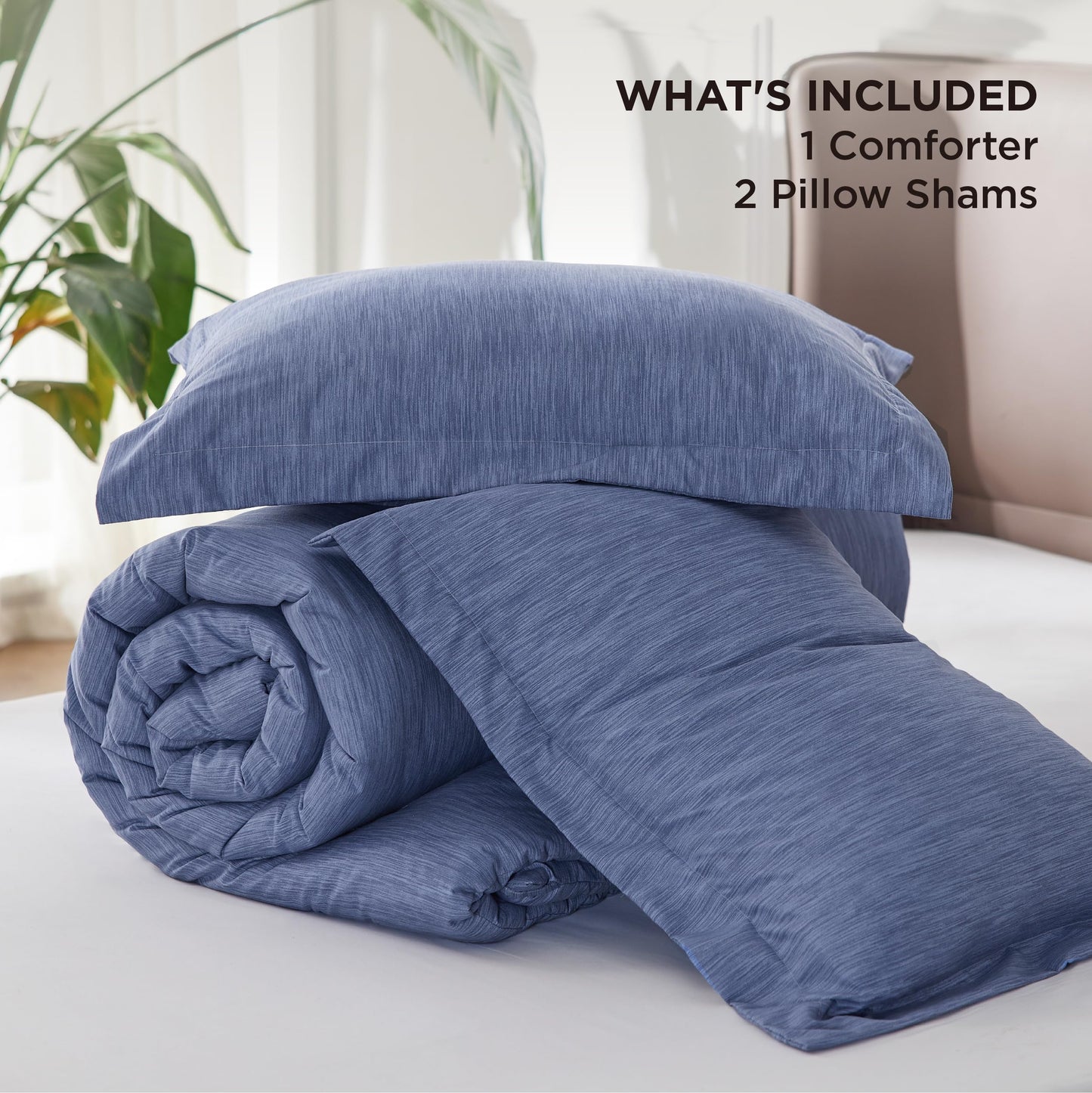 Bedsure California King Comforter Set - Infinity Blue Soft Bedding for All Seasons, Cationic Dyed Bed Set, 3 Pieces, 1 California King Size Comforter (104"x96") and 2 Pillow Shams (20"x36"+2")