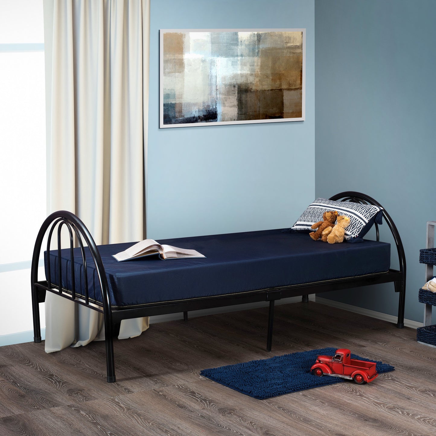 FORTNIGHT BEDDING 6 Inch Foam Mattress with Blue Nylon Water Resistant Cover - Narrow Twin, Cot, RV, Bunk Bed, Size, Made in USA (30x74x6)