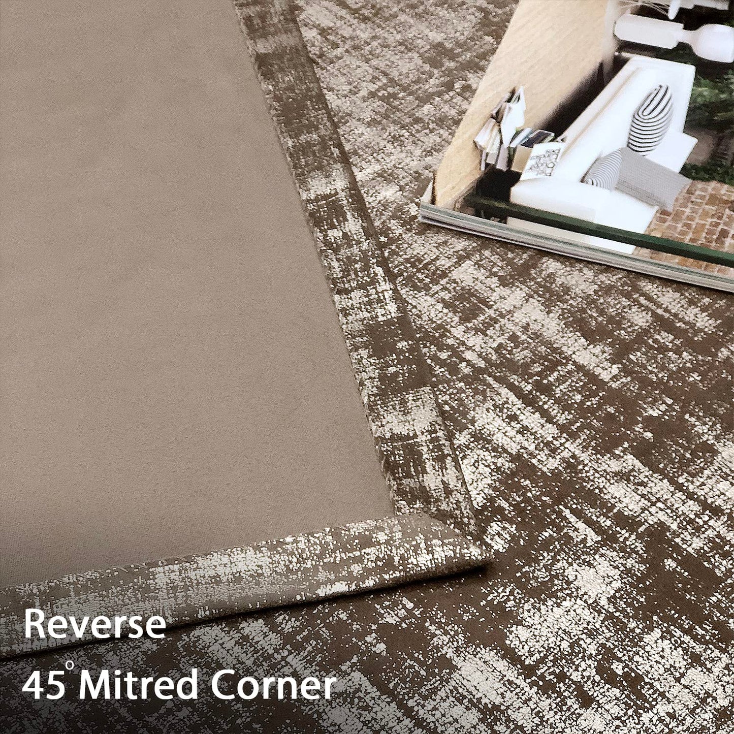 always4u Mocha Soft Velvet Curtains 95 Inch Length Luxury Bedroom Curtains Gold Foil Print Window Treatments for Living Room Bedroom Set of 2