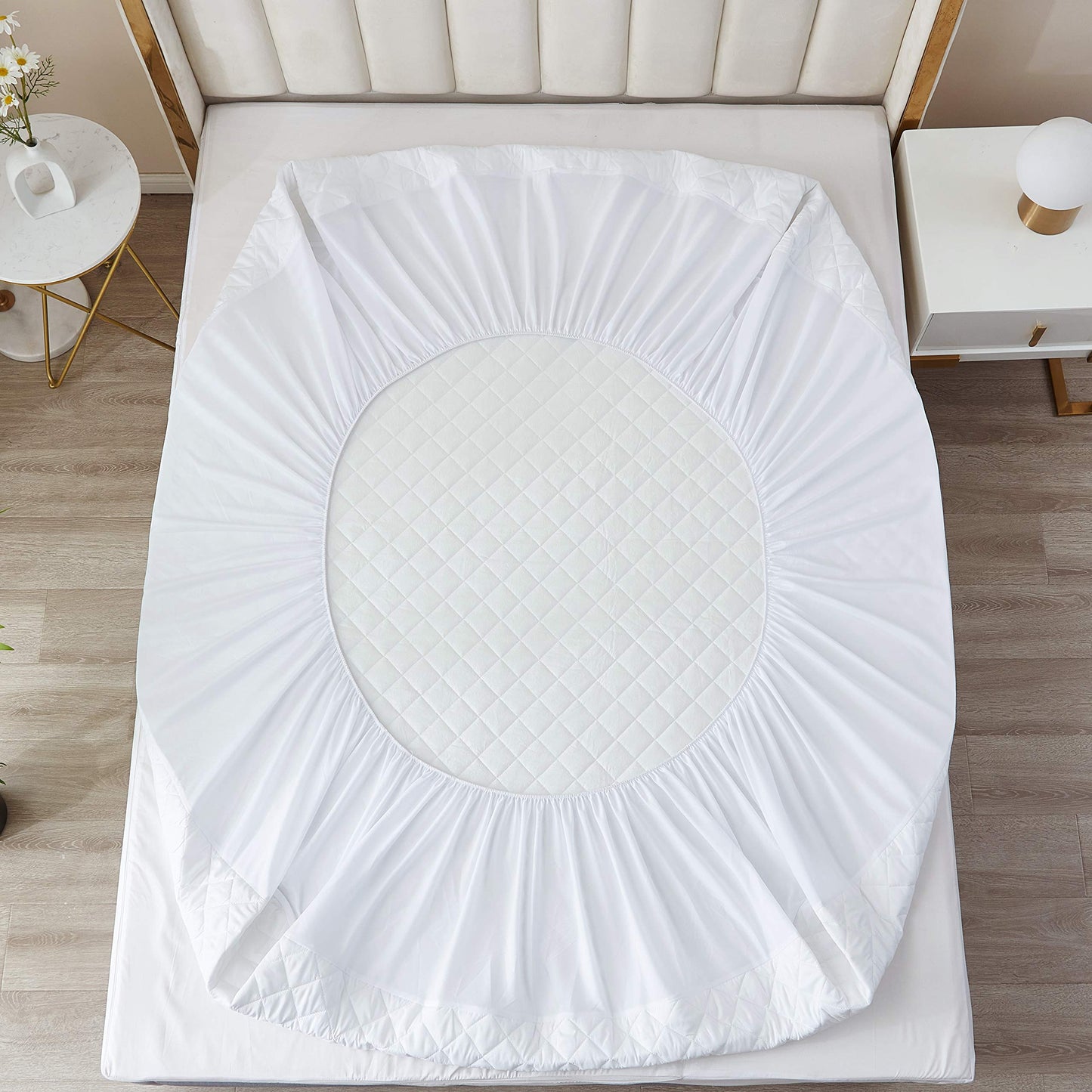 Elif Home Goods California King Waterproof Mattress Protector, Quilted Cooling Fitted Bed Mattress Cover Pad, 13"-15" Deep Pocket, Soft and Noiseless Machine Washable, Vinyl Free