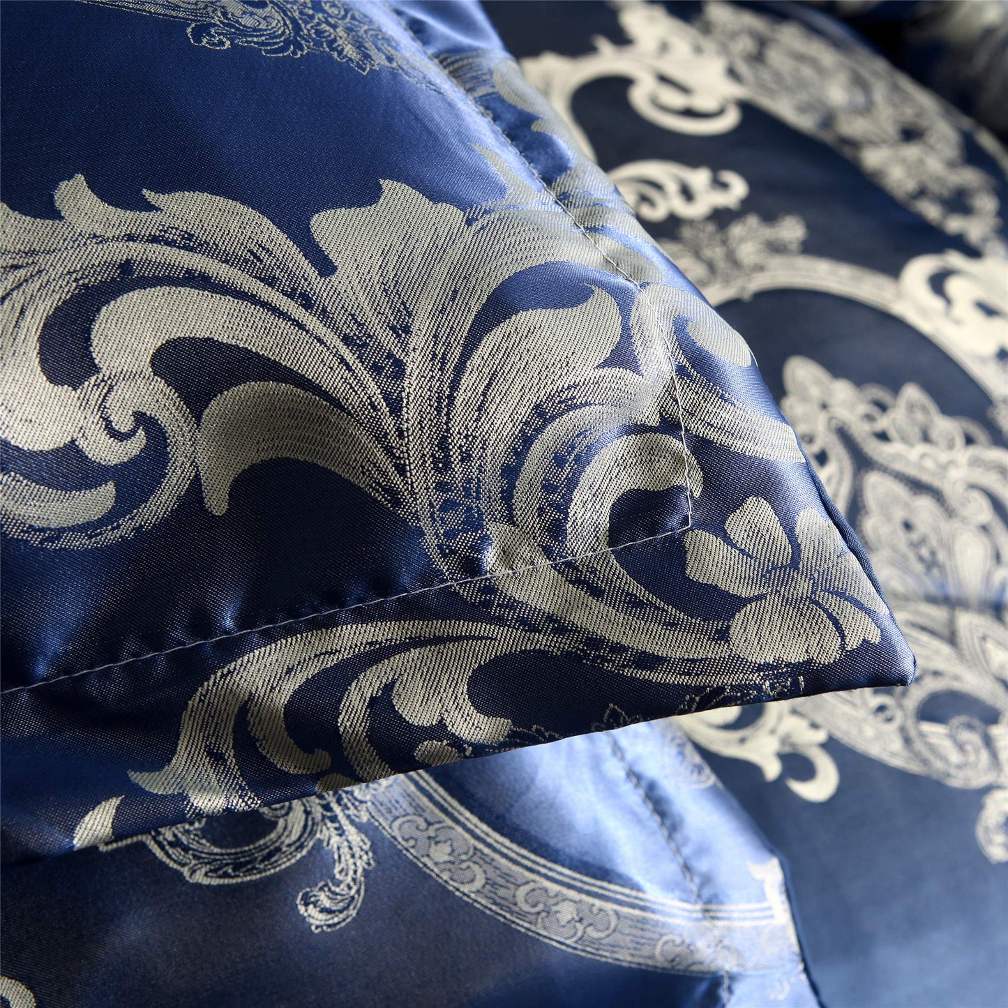 Raytrue-X King Comforter Set Silk Blanket All Season Bed Comforter King Set Royal Blue Jacquard Quilt Soft Microfiber Bedding Sets Matching 2 Pillow Shams(King, 104x90 inches)
