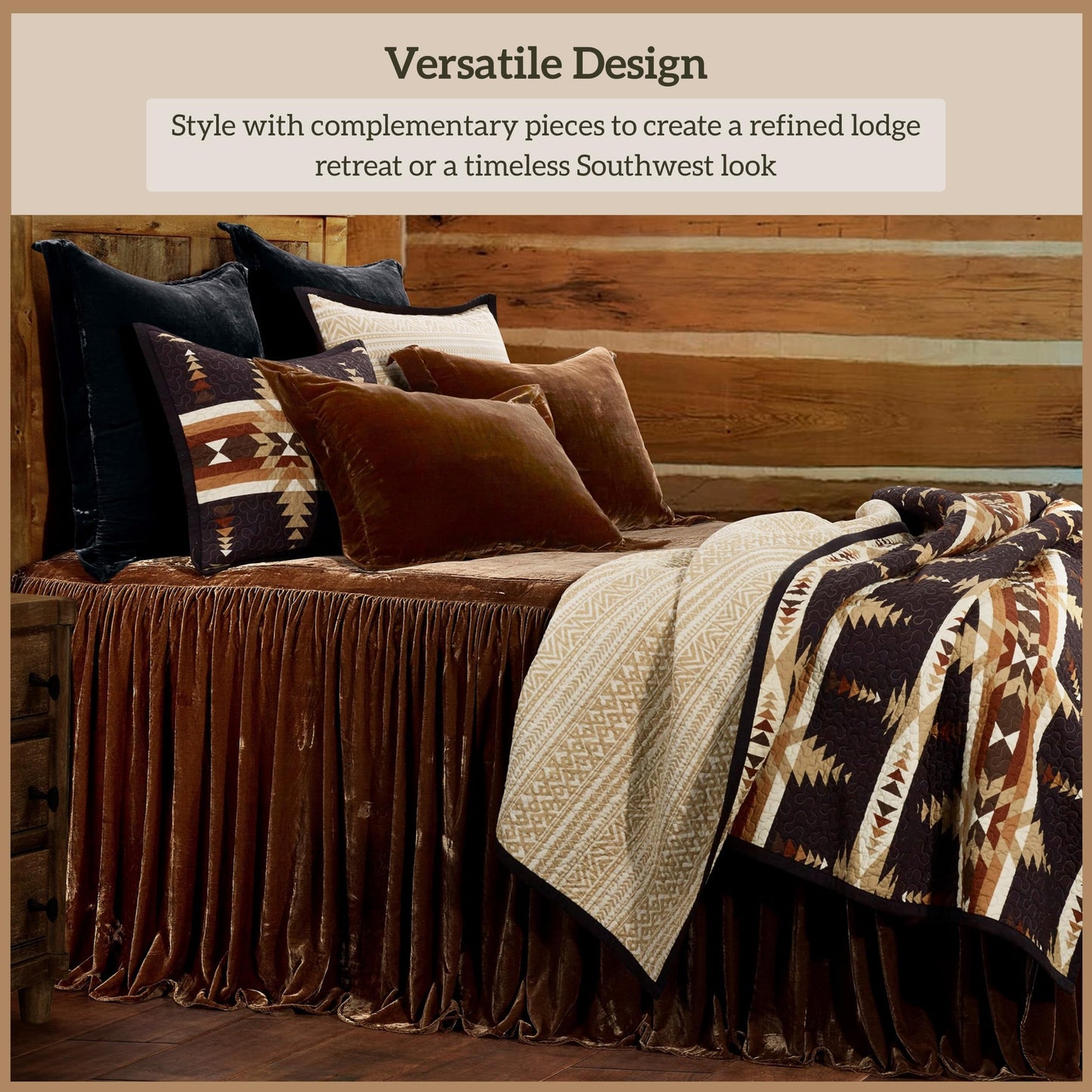Paseo Road Yosemite Western Bedding 3 Piece Quilt Set with Pillow Shams, King Aztec Bedding Set, Tribal Southwestern Bedding, Geometric Pattern Cotton Reversible Bed Set