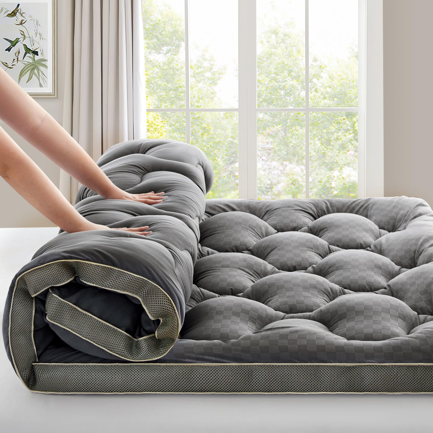 Extra Thick Mattress Topper Full – Cooling Pillow Top for Hot Sleepers, Transforms Old Mattress to Soft Comfort & Supportive, Improves Sleep for Back & Side Sleepers, Easy Setup & Wash