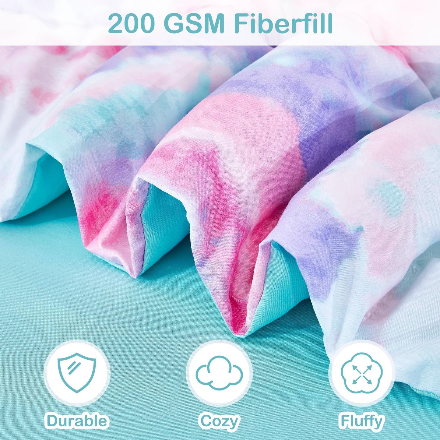 Mooreeke Tie Dye Kids Comforter Bed Set Twin Size for Girls, 6 Pieces Bed in a Bag with Shams, Sheet Set, A Toy Pillow Dark Pink Round Flower Twin Soft Microfiber Kids Comforter Bedding Set