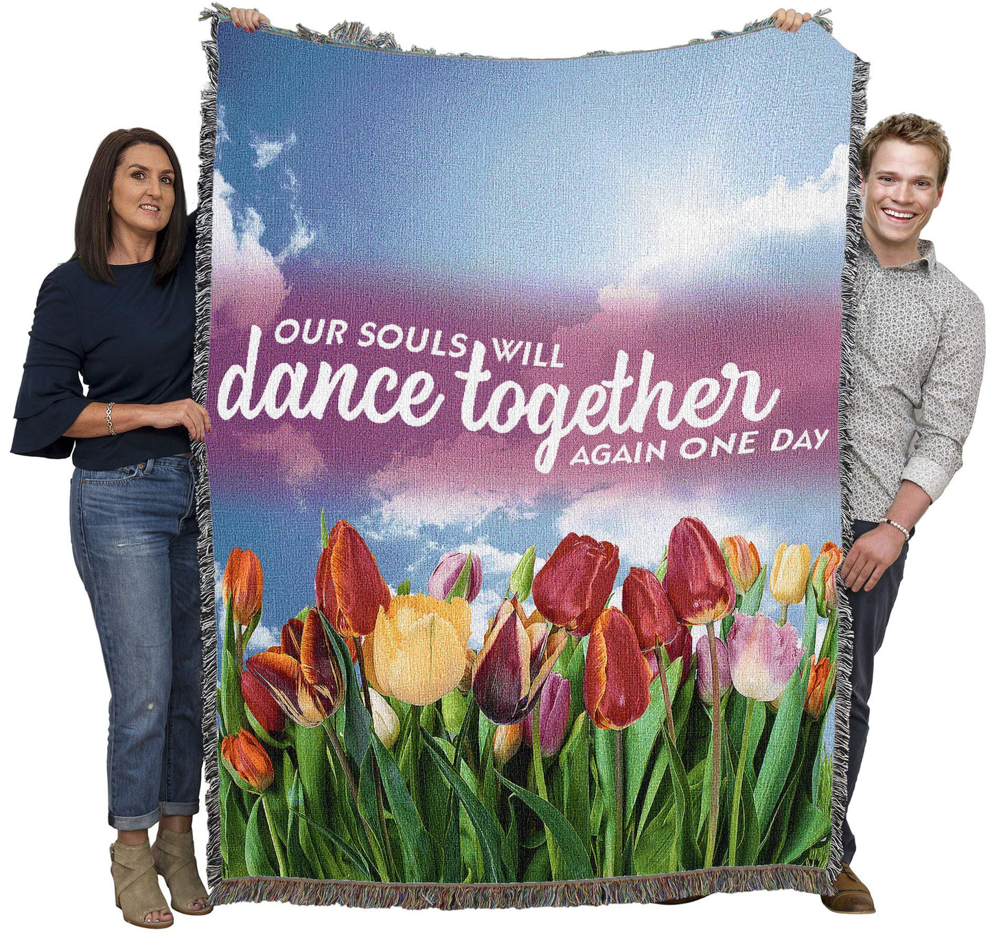 Pure Country Weavers Our Souls Will Dance Together Again Blanket - Sympathy Bereavement Gift Tapestry Throw Woven from Cotton - Made in the USA (72x54)