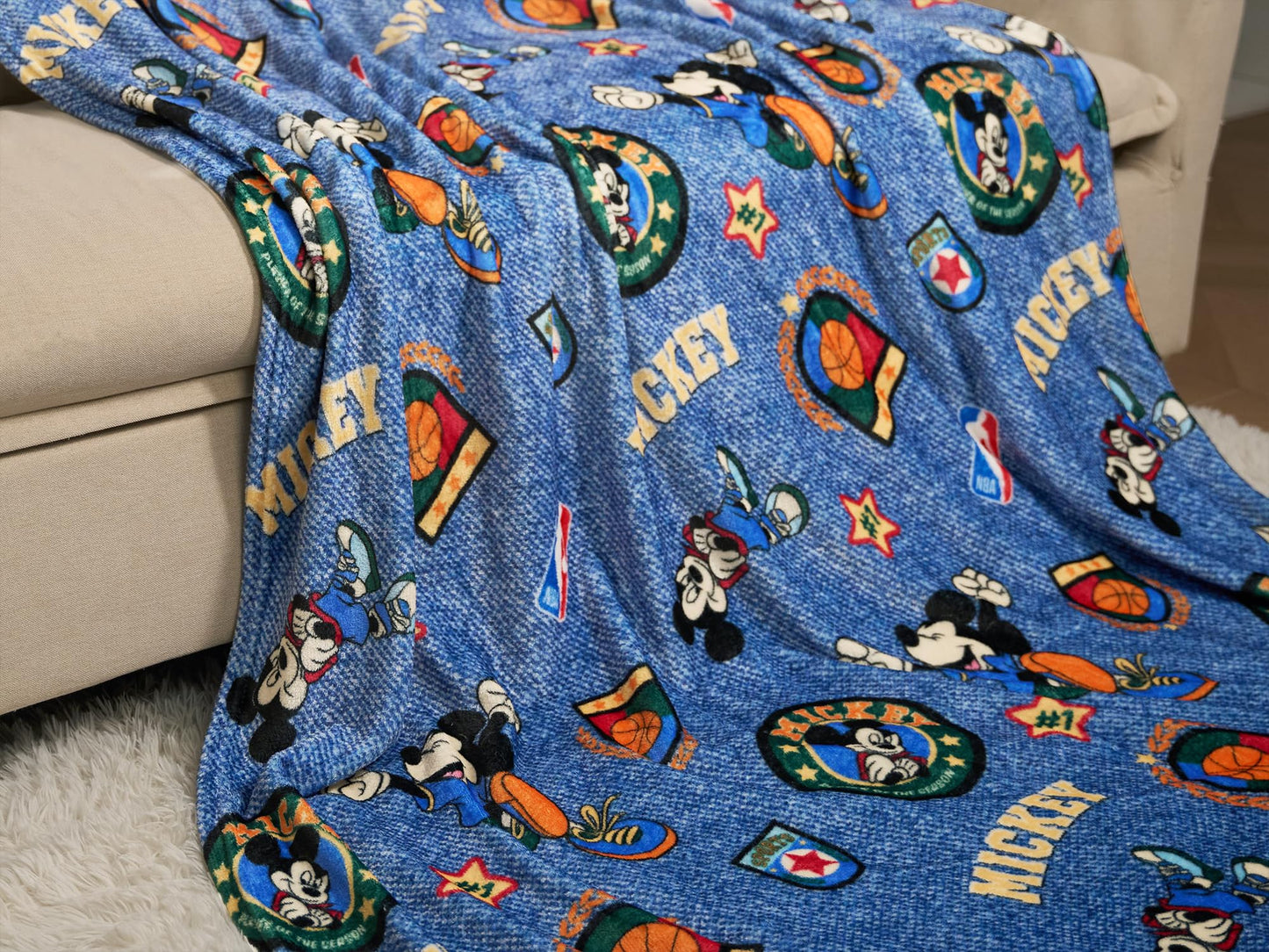 Northwest Disney Mickey Mouse Plush Throw Blanket, Oversized 62" x 90" Silk Touch Soft Fleece Blanket for Kids & Adults, Officially Licensed