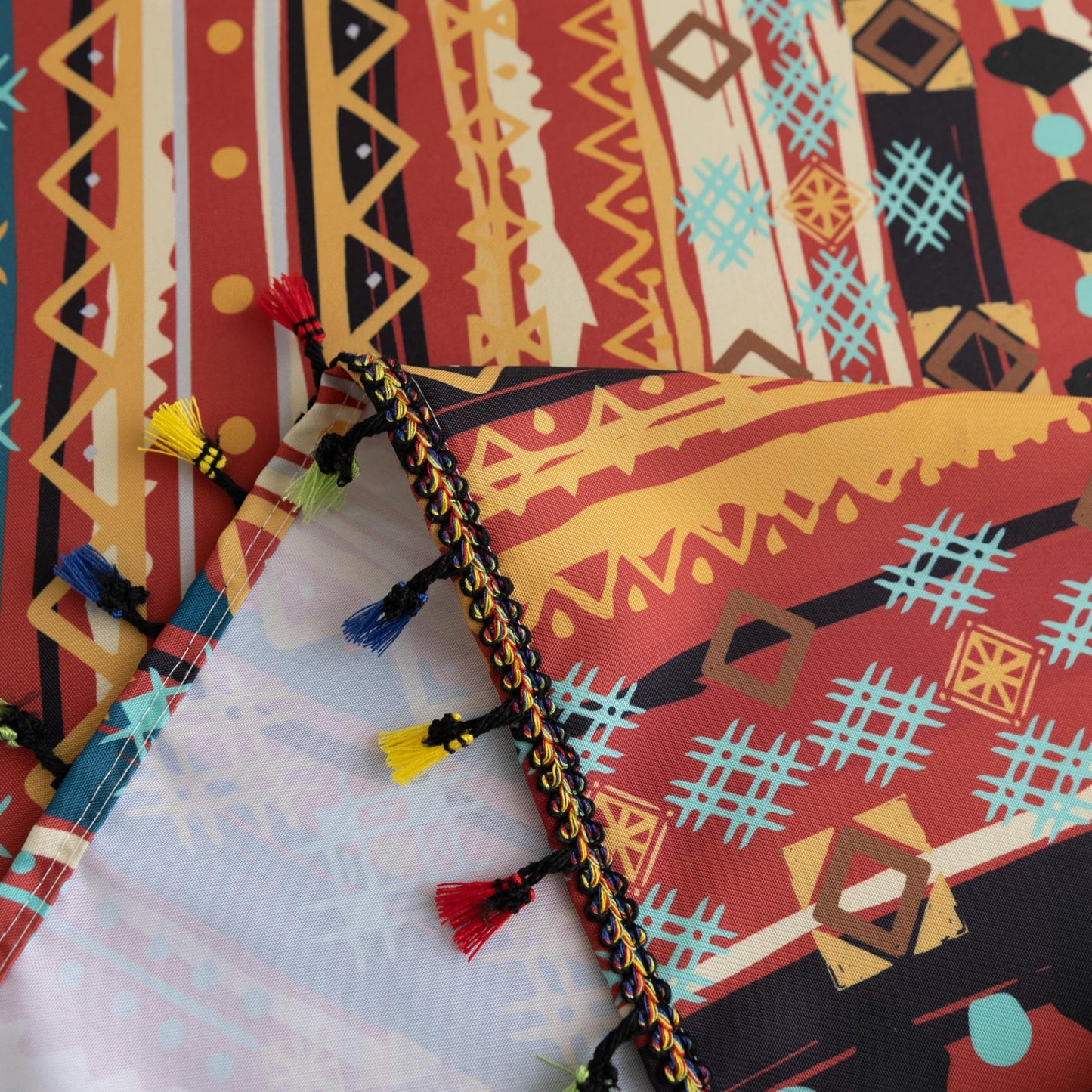 Erbnaryx Handblock Print Tablecloth for Square Tables, Red Table Cover with Fringed Edges, Decorative Tablecloth for Kitchen and Dining Room,59"x 70"