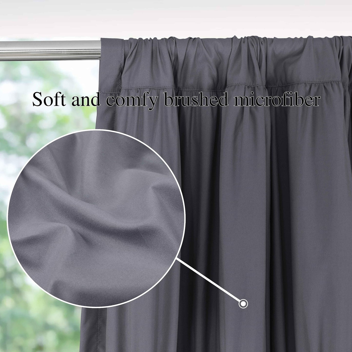Homechoice Decor Thermal Insulated Blackout Window Curtains, 54" W x 84" L x 2 Panels, Boho Ruched Window Treatments with 3 Rows of Butterfly Flowers, Rustic Rod Pocket Drapes for Room, Gray (LQ-30)
