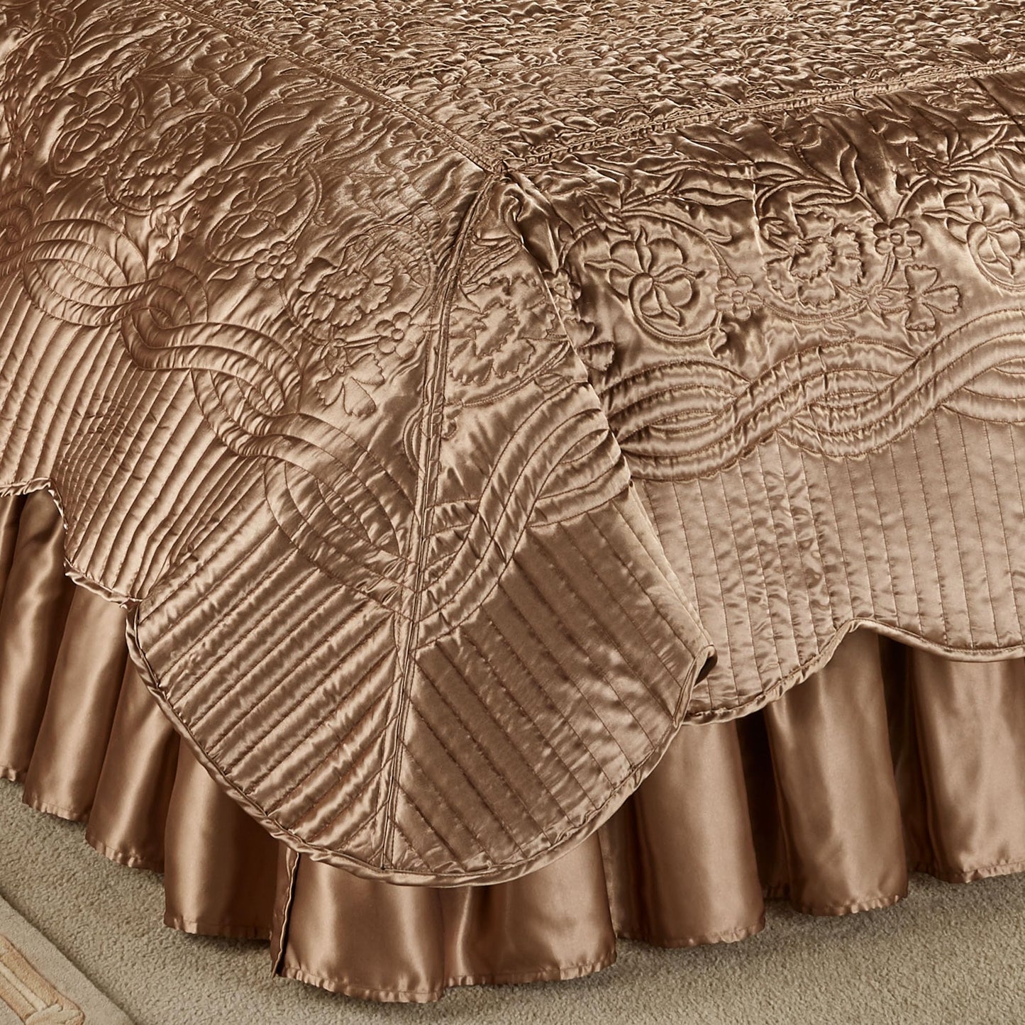 Touch of Class Prima Quilted Bedding | Smoky Topaz Coverlet Set | 4 Piece Queen Set