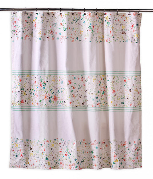 Maison d' Hermine Shower Curtain 100% Cotton One Panel 70"x72" Washable Fabric Shower Curtains for Bathroom, Easy Hanging with 12 Button Holes - Home Hotel Resort Spa Spring Summer - Colmar