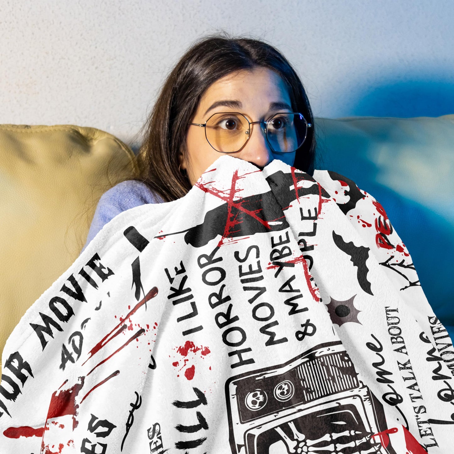 Loxezom Horror Movie Gifts Blanket 60" X 50", Halloween Christmas Birthday Gifts for Horror Movie Lovers, Scary Blanket/Merch/Birthday Party Decorations, Scary Movie Blanket