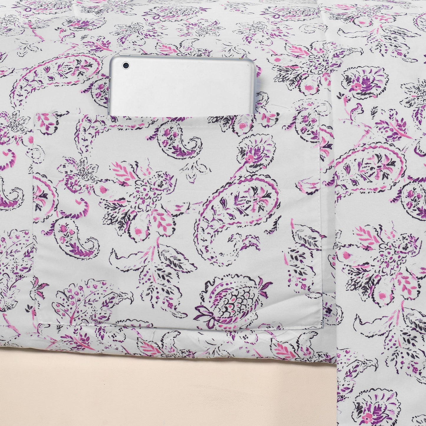 Elegant Comfort Softest and Coziest 6-Piece Sheet Set - 1500 Premium Hotel Quality Microfiber - Deep Pocket, Wrinkle Resistant 6-Piece Paisley Pattern Bed Sheet Set, Queen, Paisley Purple