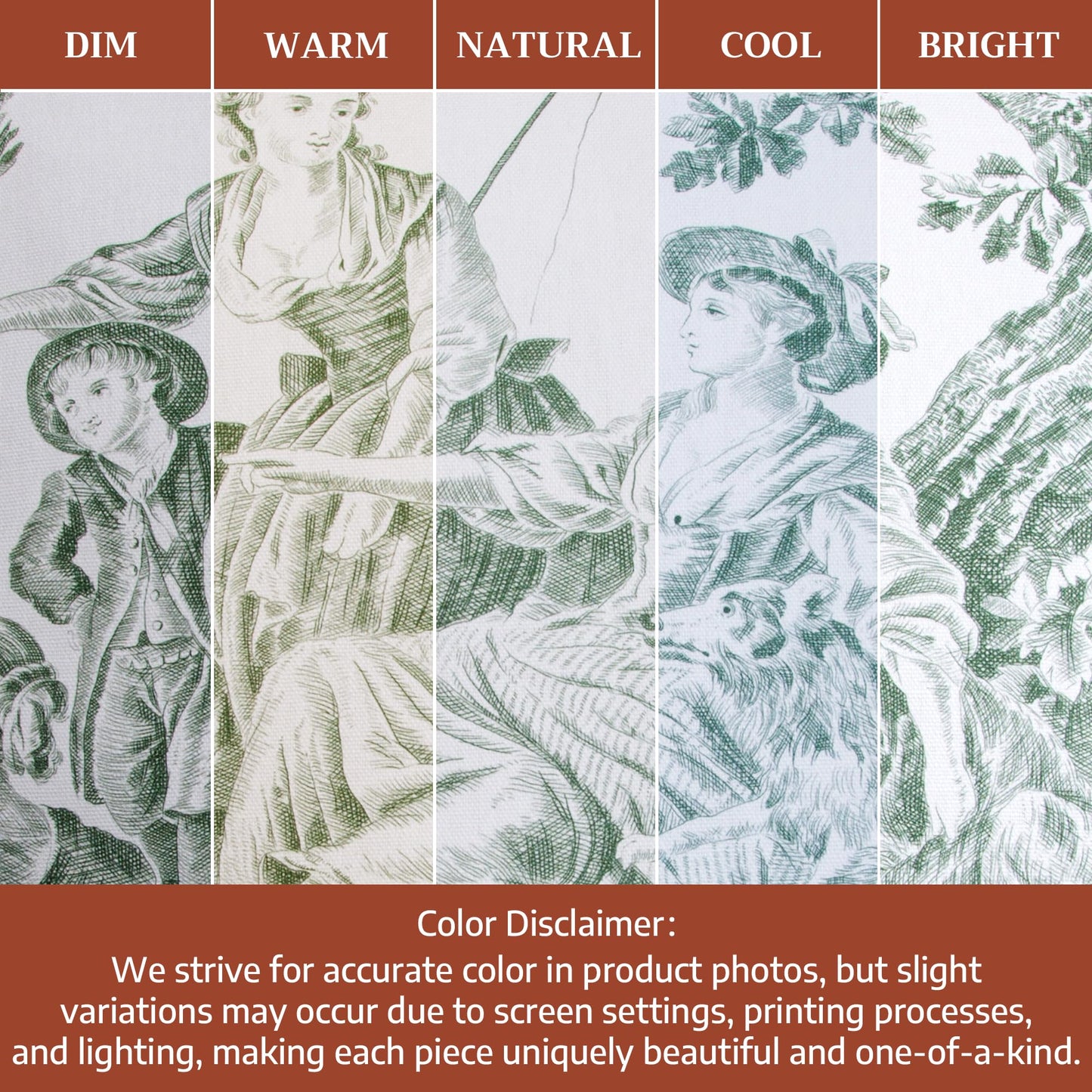 Maison d' Hermine Curtains for Living Room 100% Cotton 96 inch Length One Panel Light Filtering Toile Curtains with Rod and Loop Pockets (The Miller Antique Green (White Background), 50" W x 96" L)