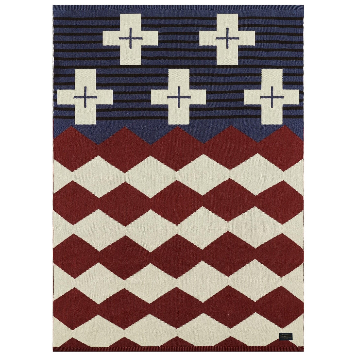 Pendleton Patriotic Throw Blanket - 100% Cotton Blanket, Jacquard Knit, Blue White & Red Americana Throw, 4th of July Independence Day (Brave Star)