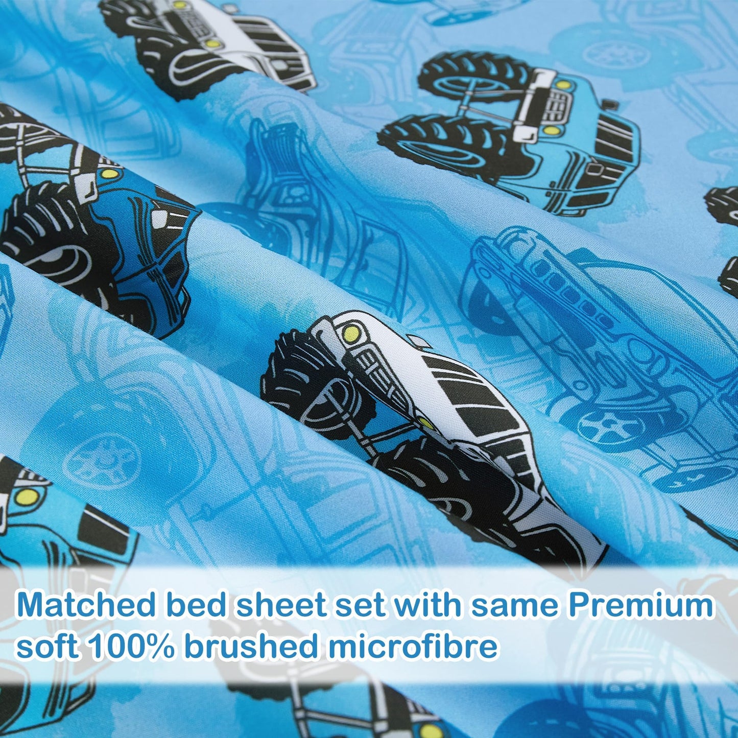Softan Kids Bed Sheet Set, Boys Twin Size Sheets, Microfiber Kids Fitted Sheet and Pillowcase, Breathable and Silky Soft, 3 Piece Jeep Trucks Printed Twin Bed Sheet