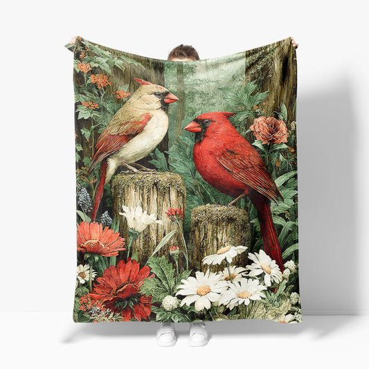 Cardinal Throw Blanket Soft Warm Cozy Christmas Cardinals Blankets Fuzzy Plush Fleece Cardinal Blanket Red Birds Gifts for Couch Bed Sofa Home Decor 40''X50''