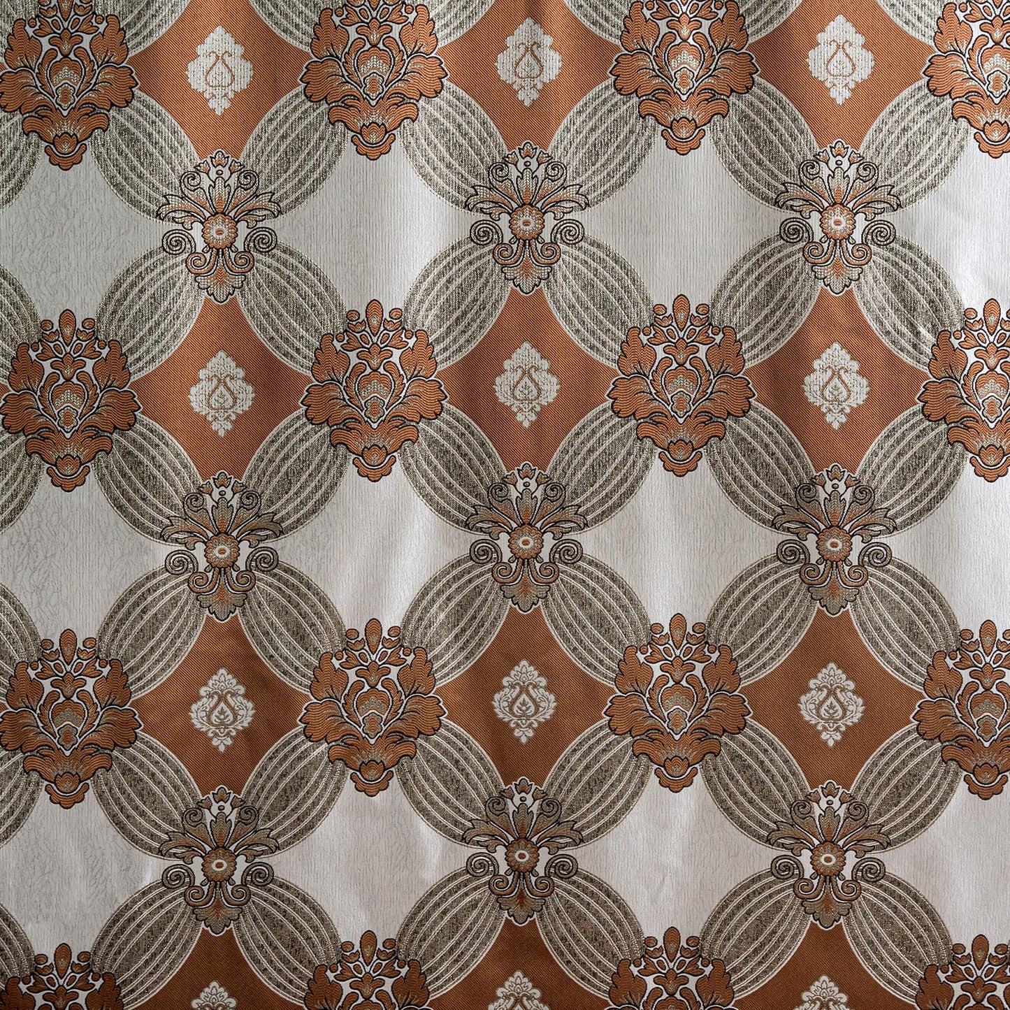 Petrichor Elegant Curtains with Gold Silver Threads 2 Panels Set - Luxury Window Treatment Attached Valance, Sheer Backing, and 2 Tie Backs for Bedroom and Living Room, 54x84 inches, Brown