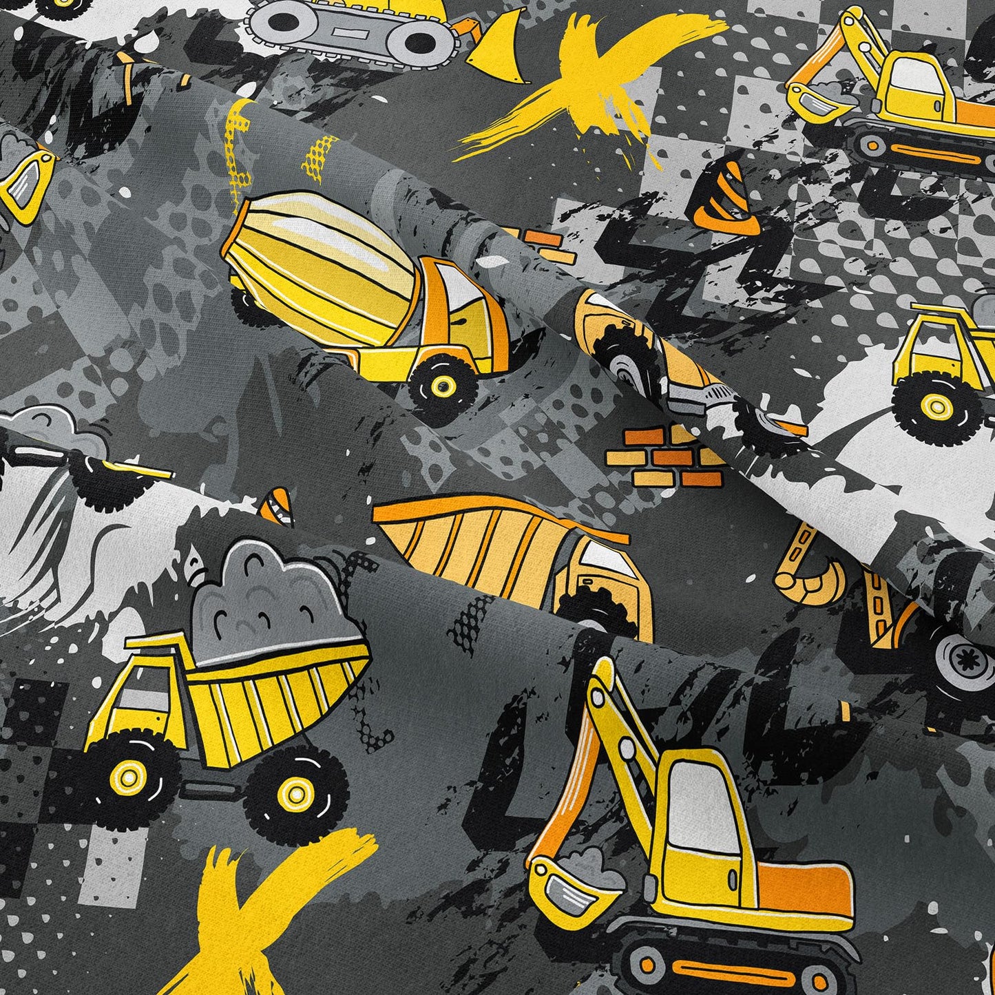 Peopleareok Construction Truck Kids Comforter Set for Boys Twin (68x86 Inch), 2 Pieces Construction Excavator Truck Bedding Sets for Toddler Children, Super Soft Microfiber Comforter with 1 Pillowcase