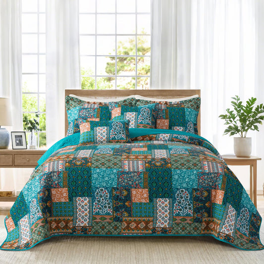 BEDIFANY Cotton King Size Quilt Set, Lightweight Bedspread King Coverlet, Soft Farmhouse Quilt Bedding Sets for Bed Decorations All Seasons (3 Pieces, Green)