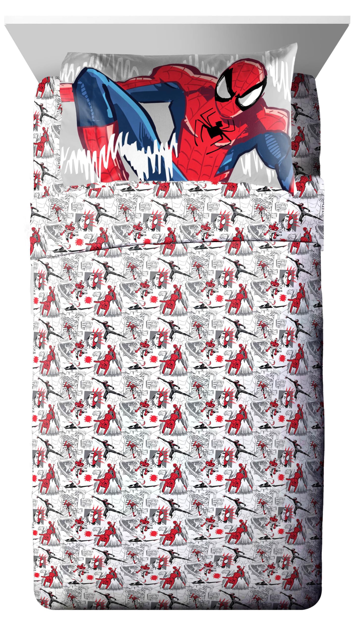 Jay Franco Kids Bed Set, Black, Spiderman, 5 Piece Twin