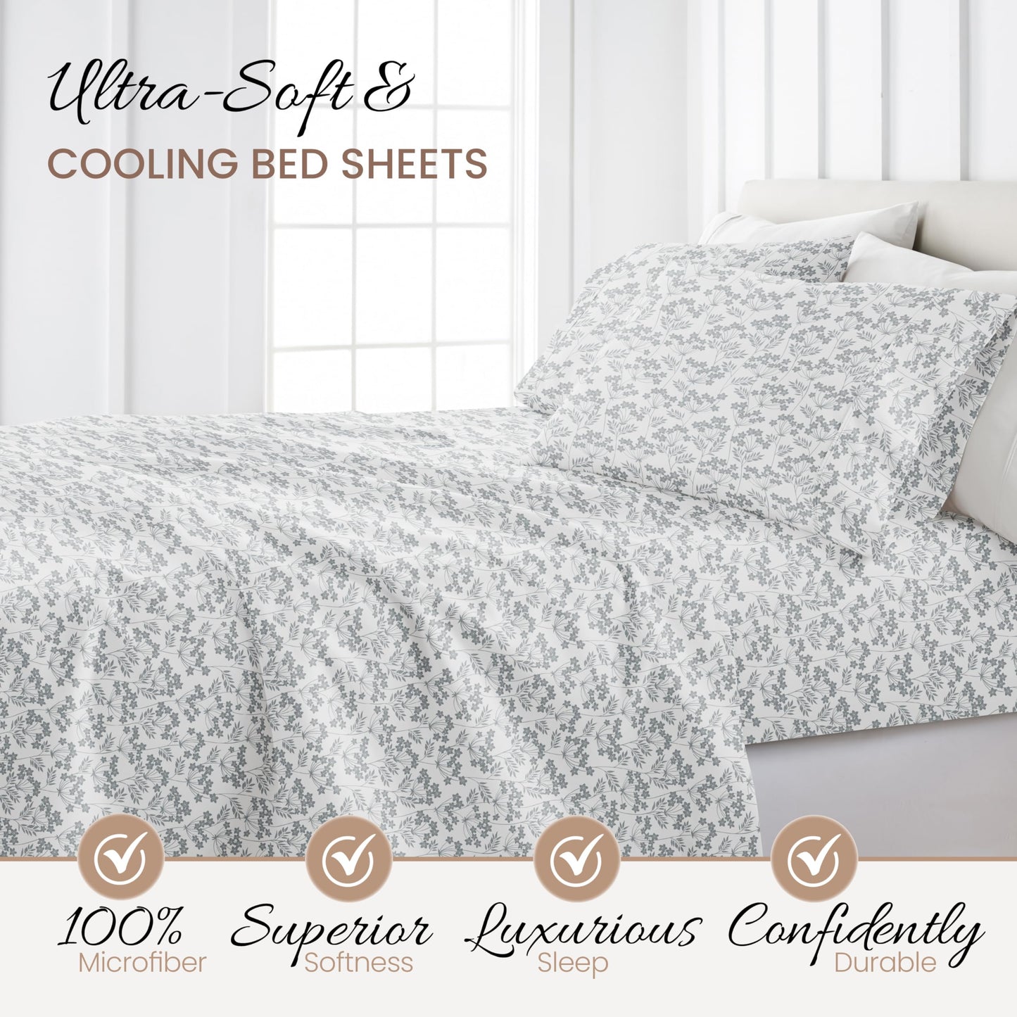 Linen Market 4 Piece Full Bedding Sheet Set (Light Blue Floral) - Sleep Better Than Ever with These Ultra-Soft & Cooling Bed Sheets for Your Full Size Bed - Deep Pocket Fits 16" Mattress