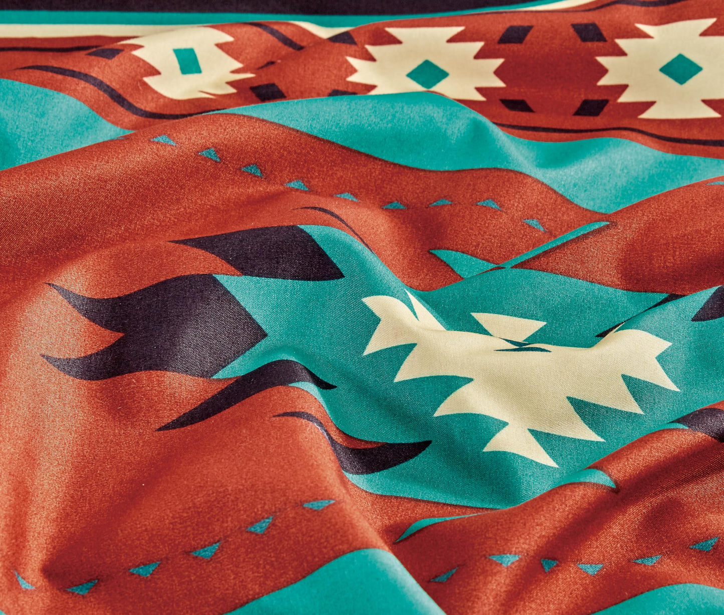 Chezmoi Collection Prescott 3-Piece Southwestern Microfiber Sheet Set, Printed Geometric Tribal Multicolor Red Teal Beige Bed Sheets, Twin XL Size