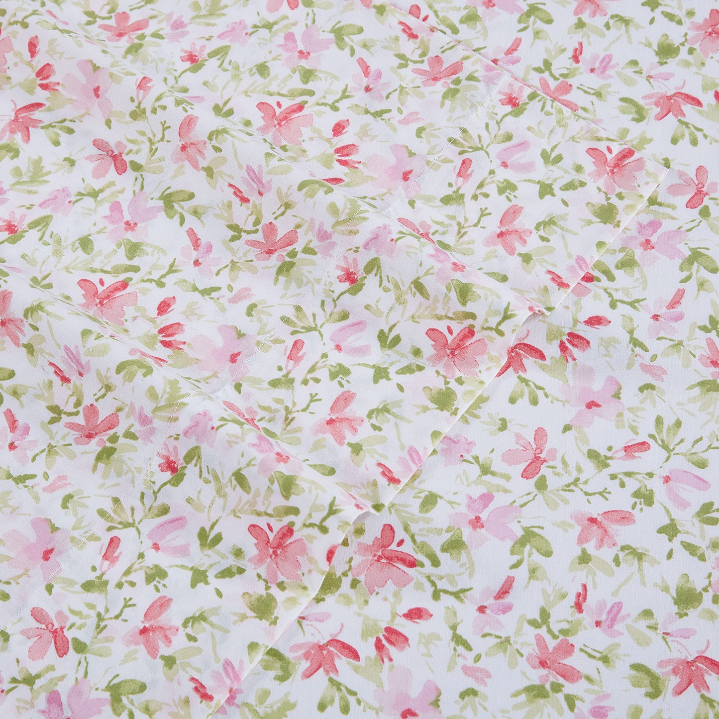 Laura Ashley – Twin Size Sheet Set, Crisp & Lightweight Cotton Percale Bedding with Fitted Sheet and Pillowcase, Floral Room Decor, Deep Pocket, College Dorm Room Essentials (Norella Pink)