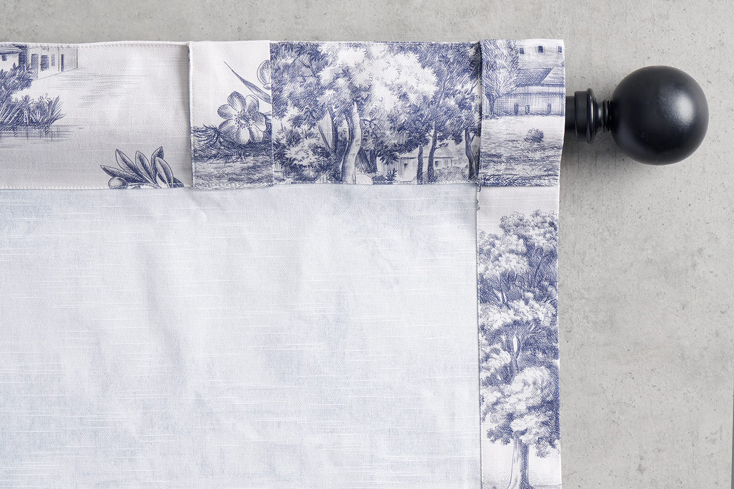 Maison d' Hermine Curtains for Living Room 100% Cotton 96 inch Length One Panel Light Filtering Toile Curtains for Bedroom Windows with Rod and Loop Pockets Drapes (Trianon Blue, 50" W x 96" L)
