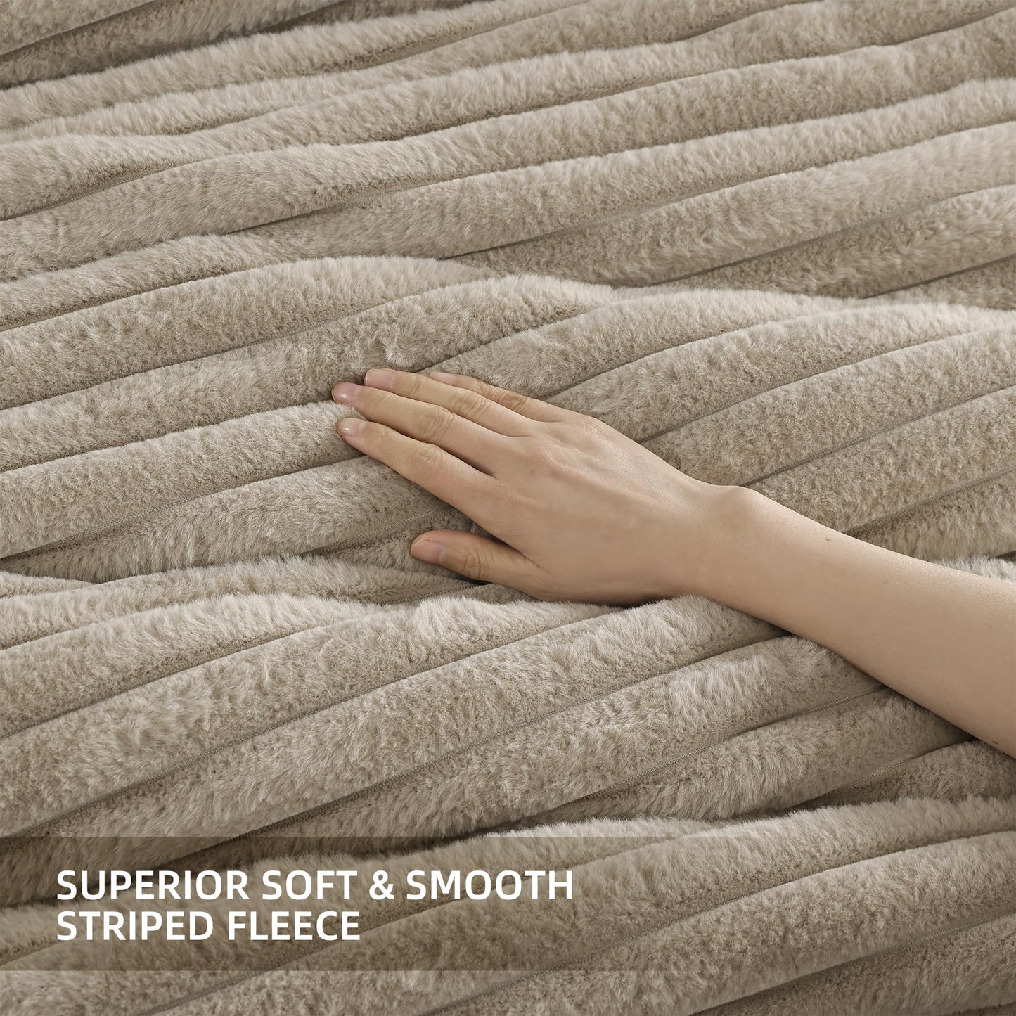 Smoofy Fluffy King Size Comforter Set 3 Pieces - Linen Fleece Fluffy Comforter Set, Luxury Fuzzy King Bedding Set, Soft King Bed Set All Season, Heavy Faux Fur Comforter with 2 Pillow Cases