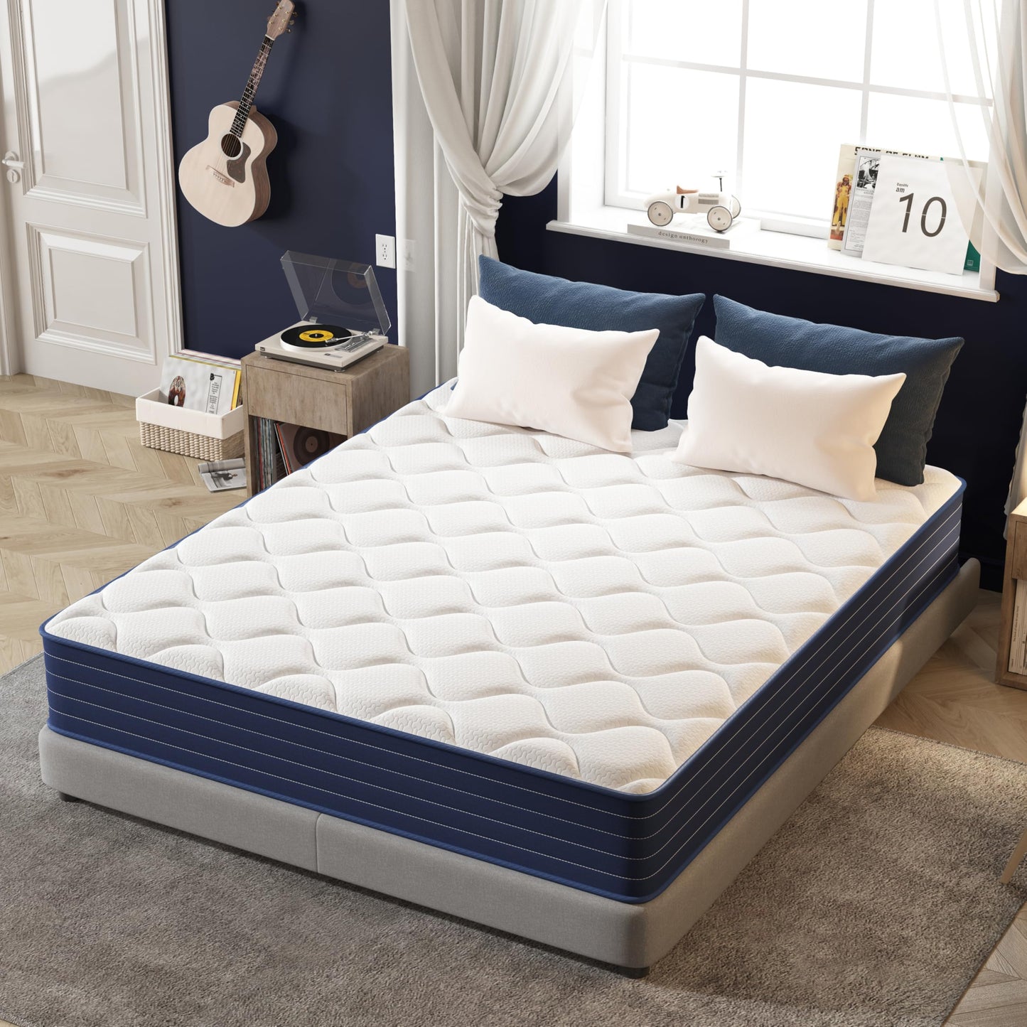 MOLPHIT Queen Mattress,12 Inch Queen Size Mattrress with 7-Zone Hybrid Queen Bed Mattresses,Pocket Sprung with Medium Firm for Body Support & Pressure Relief - 60 * 80in