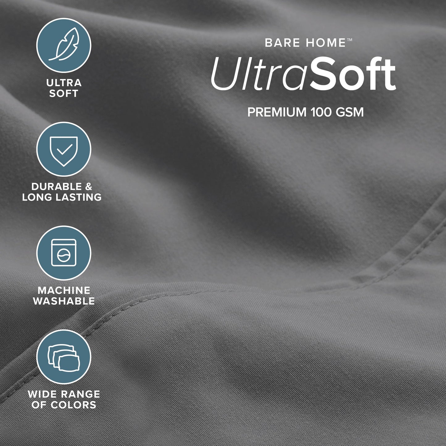 Bare Home Hotel Luxury Queen Sheet Set, Extra Soft - 6 Piece Set - Deep Pockets - Easy Fit - Cooling & Breathable - Wrinkle, Fade, Stain Resistant - Includes 4 Pillowcases (Queen, Grey)