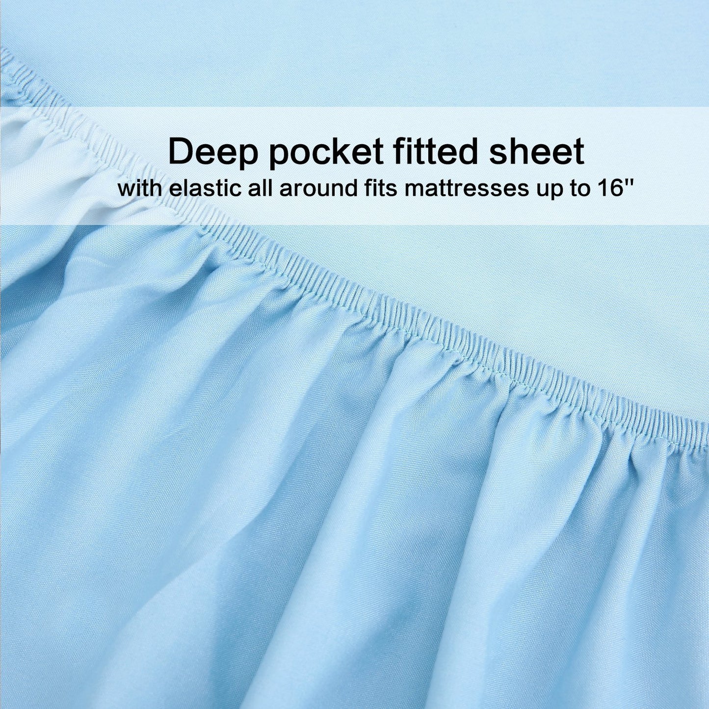 4 Piece Bed Sheet Set (Queen,Baby Blue) 1 Flat Sheet,1 Fitted Sheet and 2 Pillow Cases,Brushed Microfiber Luxury Bedding with Deep Pockets