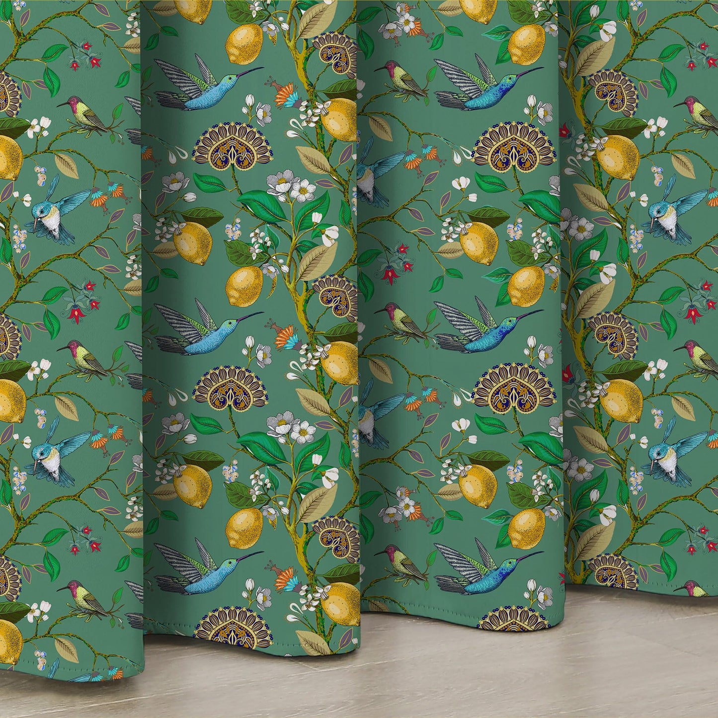 cusugbaso Floral Blackout Curtains 84 Inch Length 2 Panels, Sage Green Hummingbird Branch Vintage French Country Light Blocking Thermal Insulated Drapes with Grommet for Bedroom, Bathroom, Livingroom