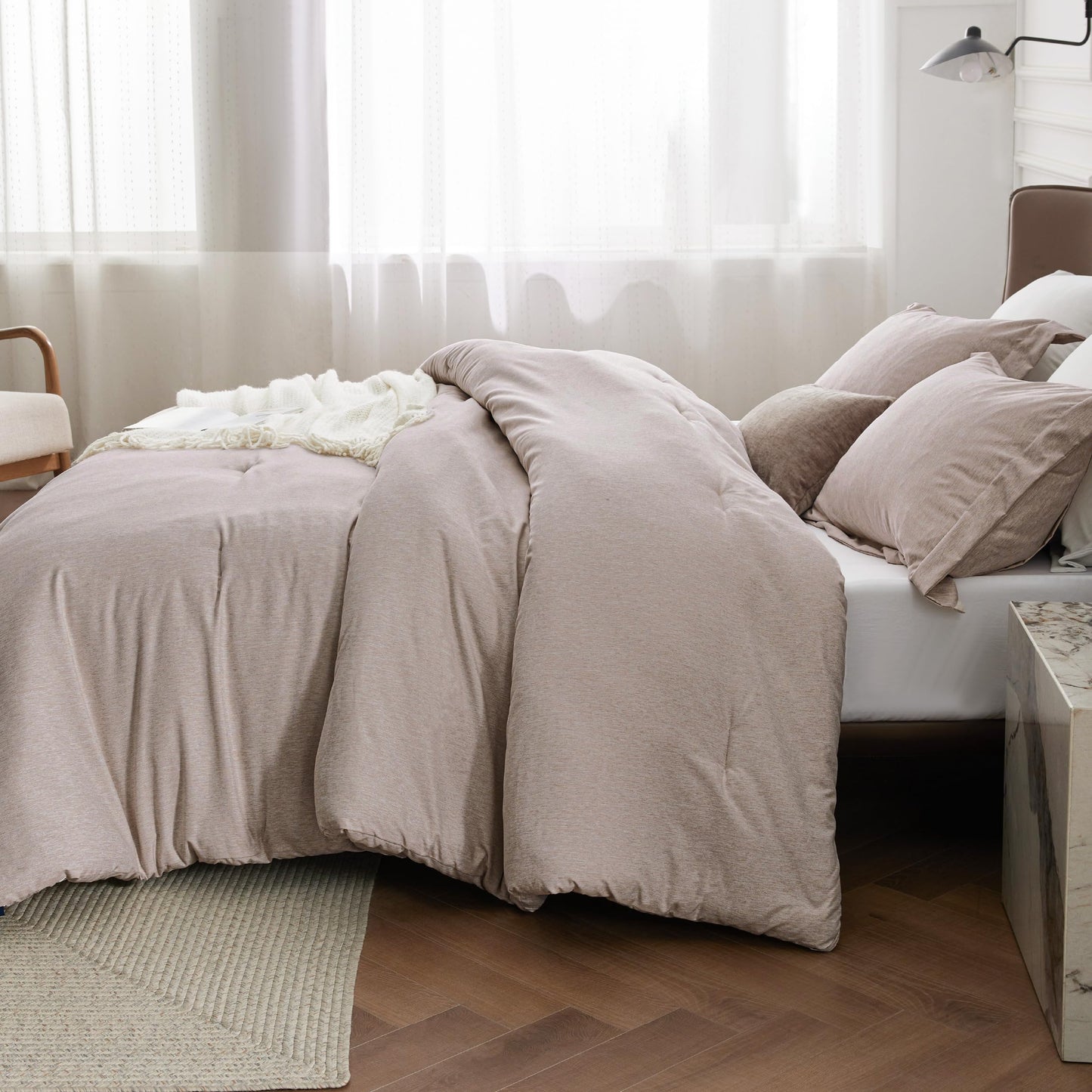 Bedsure Oversized King Comforter Set - Warm Taupe Soft Bedding for All Seasons, Cationic Dyed Bed Set, 3 Pieces, 1 Oversized King Size Comforter (120"x 98") and 2 Pillow Shams (20"x 36"+2")