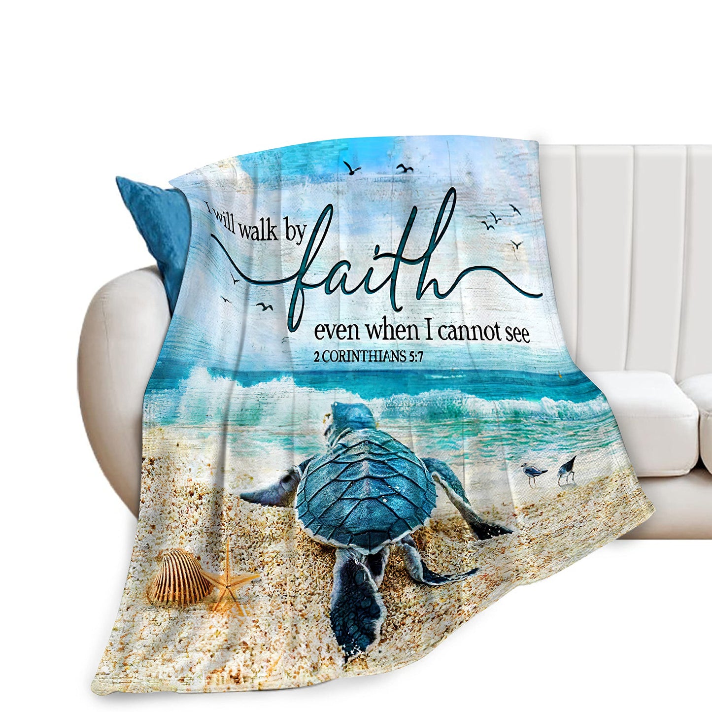 Jinflower Sea Turtle Throw Blanket Turtle Blanket for Kids Adults Super Warm Soft Cozy Plush Fleece Flannel Blanket for Sofa Couch Bed Birthday Gifts Sea Turtle Print Blanket 40"x50"